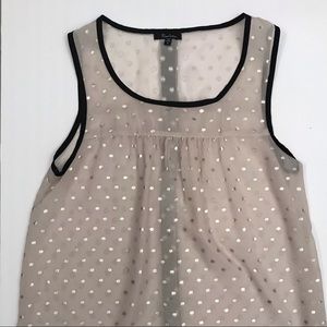 MONTEAU Dainty Sheer Metallic Glitter Polka Dot Sleeveless Button Back Blouse